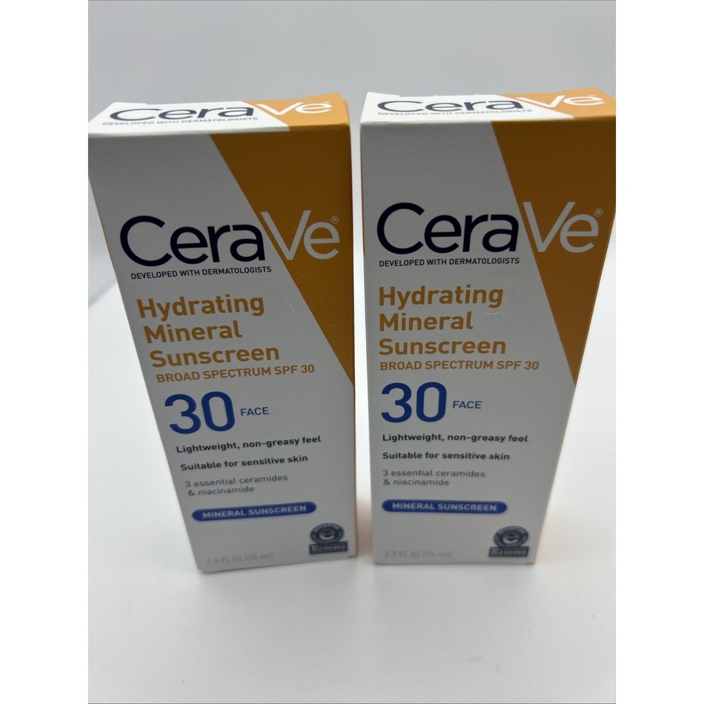 CeraVe Hydrating Mineral Face Sunscreen SPF 30 EXP 02/2027 2pk